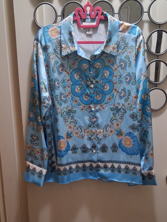 Tops - Turquoise Floral Blouse